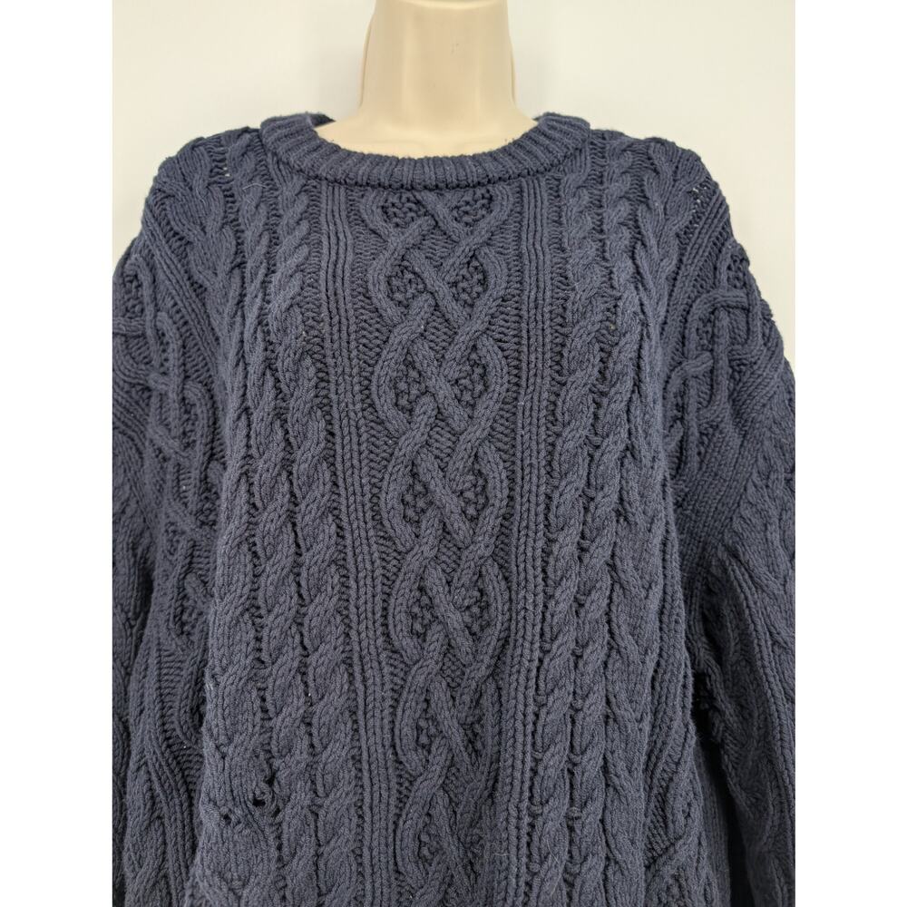 Abercrombie & Fitch Chunky Cable Knit Navy XL Sweater Preppy Errands Cotton ** - Picture 2 of 9